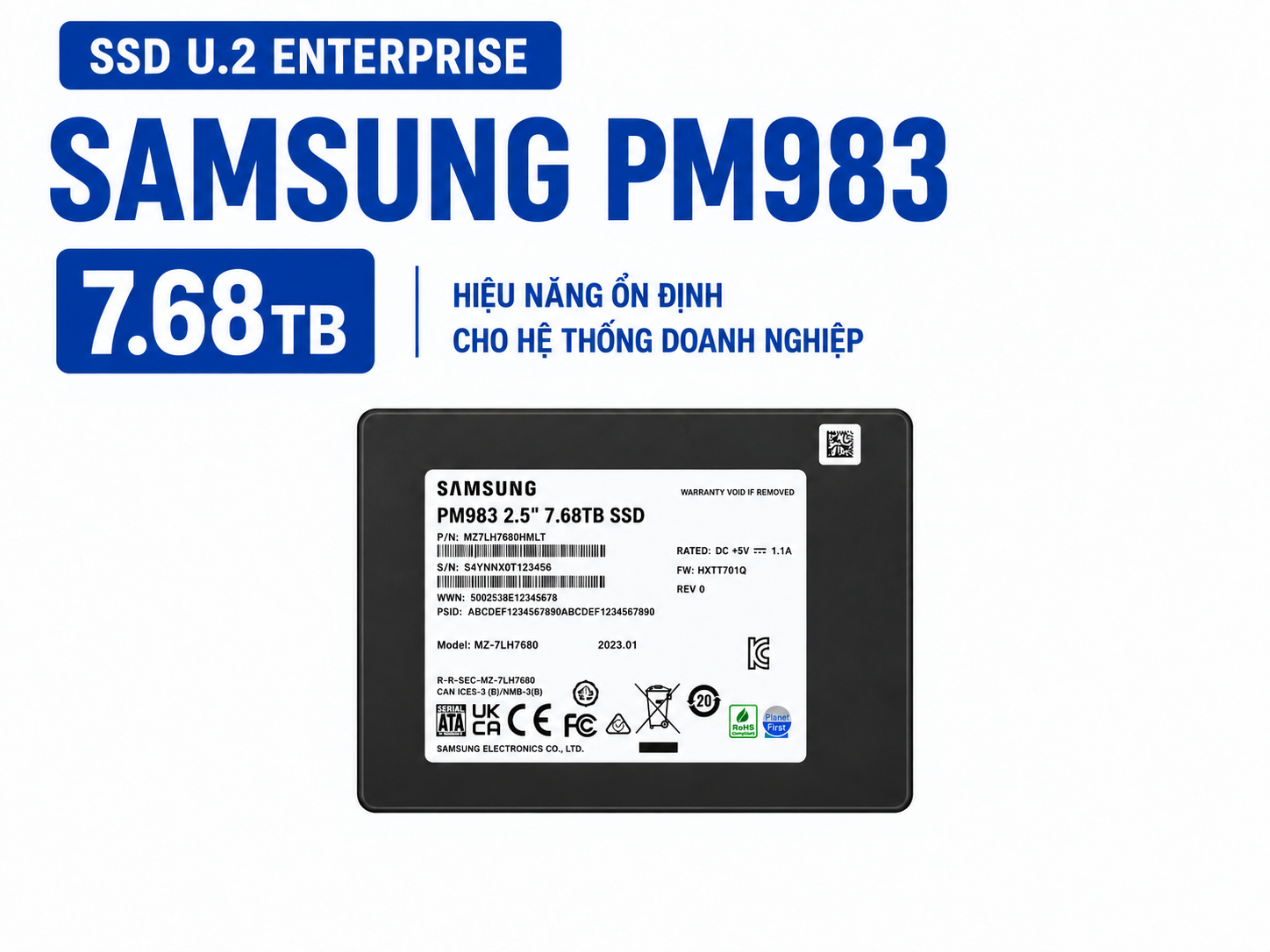 SSD Nvme U2 Samsung PM983 7.68TB